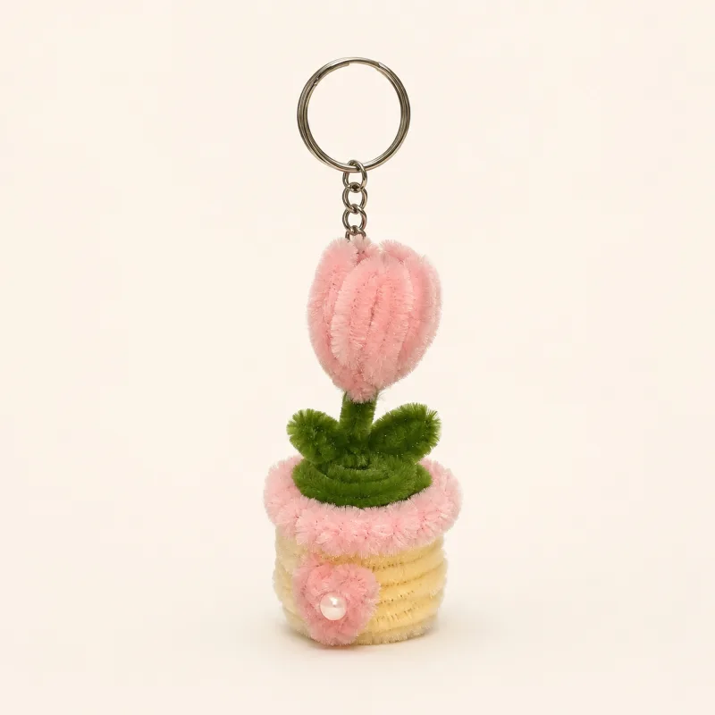 Blushing Tulip — handmade pipe-cleaner flowers